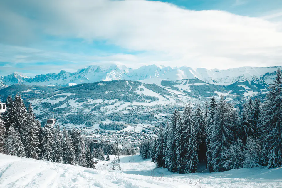 The Mont Blanc range above the snow-covered Megève basin